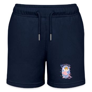 Chemise d’anniversaire 5 ans fille 5ème anniversaire fée - Short de jogging enfant bio Stanley/Stella - bleu marine - Devant