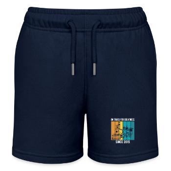 Cheminot ouvrier locomotive anniversaire 2015 chemin de fer - Short de jogging enfant bio Stanley/Stella - bleu marine - Devant