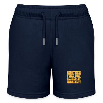 Another Fine Day Ruined By Responsibility - - Kids Organic Sweat Shorts by Stanley/Stella - navy - Front