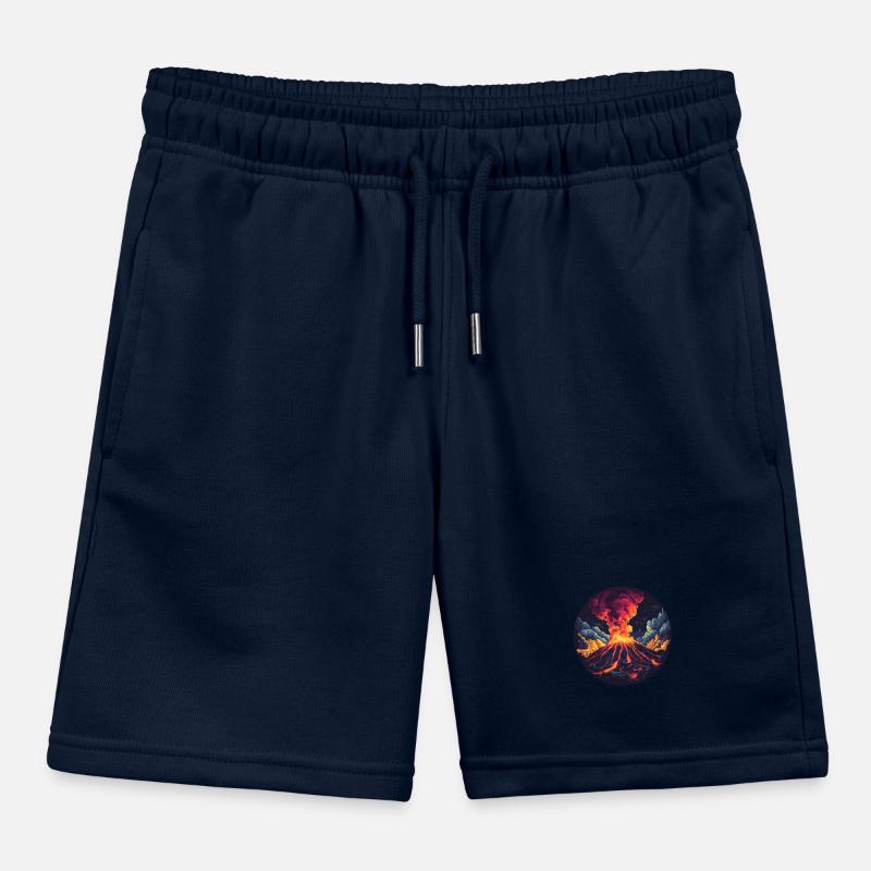 Dramatic volcano eruption with fire and smoke Kids Organic Sweat Shorts by Stanley/Stella