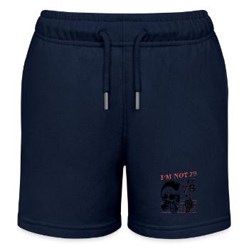 I Am 78 Plus Middle Finger - 79th Birthday - Kids Organic Sweat Shorts by Stanley/Stella - navy - Front