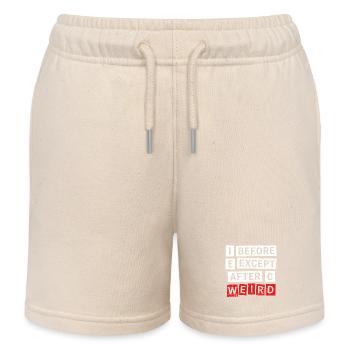 I Before E Except After C Funny Grammar Quote - Kids Organic Sweat Shorts by Stanley/Stella - soft Ecru - Front