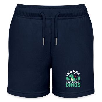 Triceratops T-Rex Velociraptor J’aime tout simplement les dinos - Short de jogging enfant bio Stanley/Stella - bleu marine - Devant