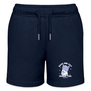 Sauvez un chat, changez deux vies - Short de jogging enfant bio Stanley/Stella - bleu marine - Devant