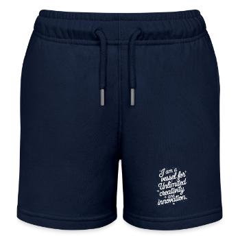 Manifestiere Unbegrenzte Kreativität Zitat - Kinder Organic Joggingshorts Mini Bolter von Stanley/Stella - Navy - Vorne