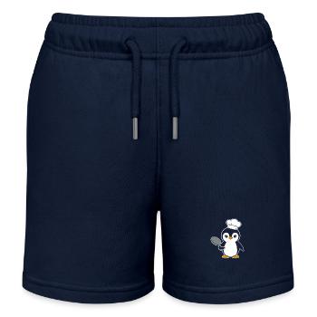 Pinguin Koch mit Pfanne Lustiges Cartoon Motiv - Kinder Organic Joggingshorts Mini Bolter von Stanley/Stella - Navy - Vorne