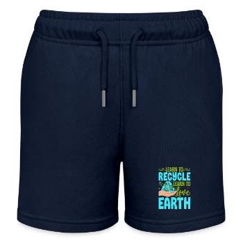 Learn to recycle Learn to love Earth - Kids Organic Sweat Shorts by Stanley/Stella - navy - Front