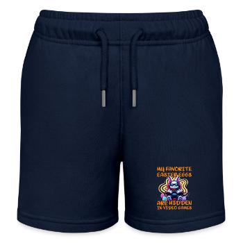 My favorite easter eggs are hidden in video games - Kids Organic Sweat Shorts by Stanley/Stella - navy - Front