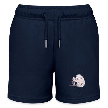 Jardinier douillet paresseux avec arrosoir - Short de jogging enfant bio Stanley/Stella - bleu marine - Devant
