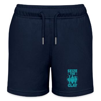 Seize the Clay Funny Pottery Pun for Ceramic Lover - Kids Organic Sweat Shorts by Stanley/Stella - navy - Front