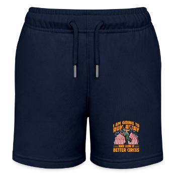 I am going to run away and join a better circus - Kids Organic Sweat Shorts by Stanley/Stella - navy - Front