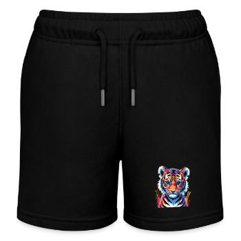 Bébé tigre coloré – Pop Art Motif animalier - Short de jogging enfant bio Stanley/Stella - bleu marine - Devant