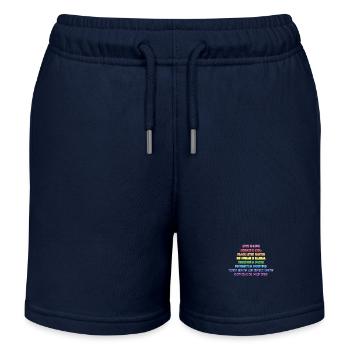 Human Rights Gay LGBTQ+ Pride Rainbow Flag - Kids Organic Sweat Shorts by Stanley/Stella - navy - Front