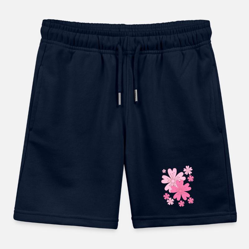 Falling Sakura Cherry Blossoms Kids Organic Sweat Shorts by Stanley/Stella