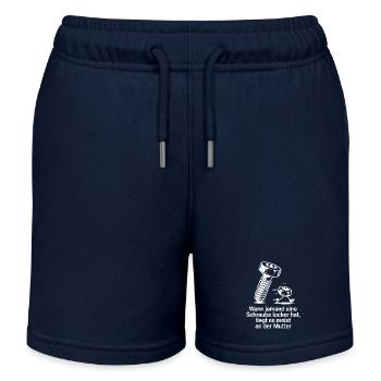 Wenn jemand eine Schraube locker hat Mutter Spruch - Kinder Organic Joggingshorts Mini Bolter von Stanley/Stella - Navy - Vorne