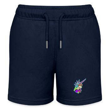 Neon-Einhorn Retro-Rocker - Kinder Organic Joggingshorts Mini Bolter von Stanley/Stella - Navy - Vorne