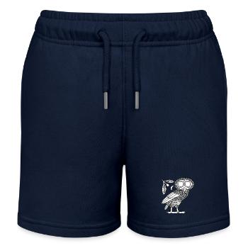 Eule der Athene [Weiß + Kranz & Halbmond] - Kinder Organic Joggingshorts Mini Bolter von Stanley/Stella - Navy - Vorne