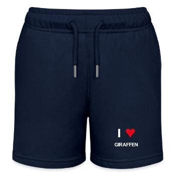 I love Giraffen - Kinder Organic Joggingshorts Mini Bolter von Stanley/Stella - Navy - Vorne