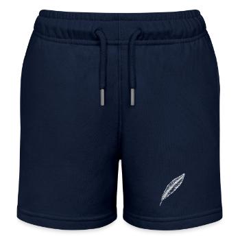 Elegante Vogelfeder in Schwarz und Weiß - Kinder Organic Joggingshorts Mini Bolter von Stanley/Stella - Navy - Vorne