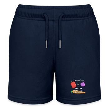 Gemüse - Gemüse ist mein Fleisch - weiß - Kinder Organic Joggingshorts Mini Bolter von Stanley/Stella - Navy - Vorne