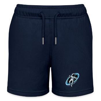 Cool astronaut in space with thumbs up - Kids Organic Sweat Shorts by Stanley/Stella - navy - Front