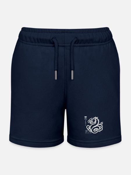 Dragon japonais avec écriture japonaise - Short de jogging enfant bio Stanley/Stella - bleu marine