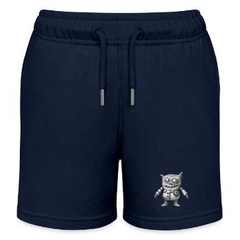 MONSTER DOLL #5 - black & white - Kids Organic Sweat Shorts by Stanley/Stella - navy - Front