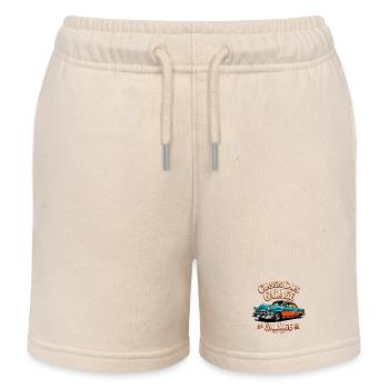 Klassische Autos Garage Druck - Kinder Organic Joggingshorts Mini Bolter von Stanley/Stella - Natur - Vorne