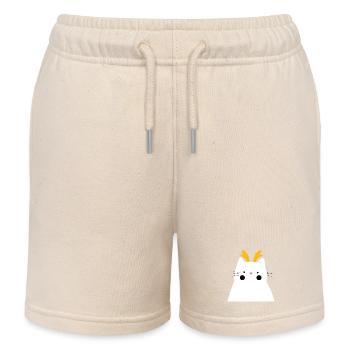 Weiße Katze mit goldenem Geweih - Kinder Organic Joggingshorts Mini Bolter von Stanley/Stella - Natur - Vorne