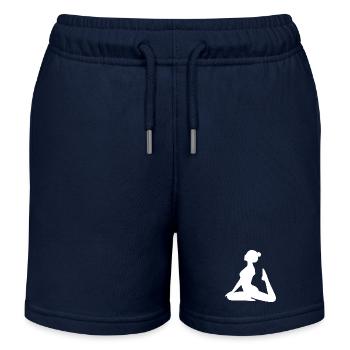Yoga Forms Silhouettes White - Kids Organic Sweat Shorts by Stanley/Stella - navy - Front