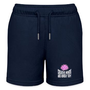 Les esprits créatifs sont rarement bien rangés Logo créatif drôle - Short de jogging enfant bio Stanley/Stella - bleu marine - Devant