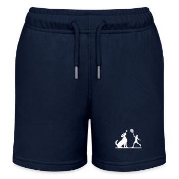 Hund und Herrchen Tennis Freunde Silhouette - Kinder Organic Joggingshorts Mini Bolter von Stanley/Stella - Navy - Vorne