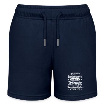 Une Super Gardienne - Cadeau gardienne - Short de jogging enfant bio Stanley/Stella - bleu marine - Devant