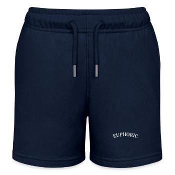 Euphoric Joie de vivre Minimal Text Design Saying - Kids Organic Sweat Shorts by Stanley/Stella - navy - Front