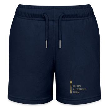 Funny Berlin TV Tower Parody Minimal - Kids Organic Sweat Shorts by Stanley/Stella - navy - Front