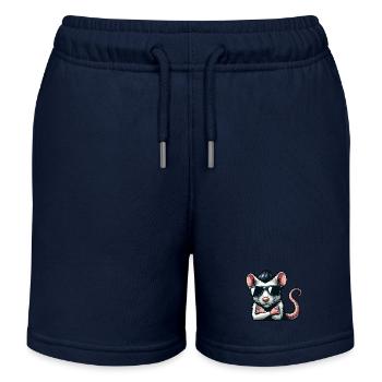 Coole Ratte Maus Sonnenbrille 50er Jahre 60er - Kinder Organic Joggingshorts Mini Bolter von Stanley/Stella - Navy - Vorne