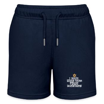 J’ai plus de quatre questions - Short de jogging enfant bio Stanley/Stella - bleu marine - Devant