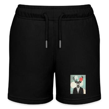 Surreal reindeer collage - Kids Organic Sweat Shorts by Stanley/Stella - navy - Front