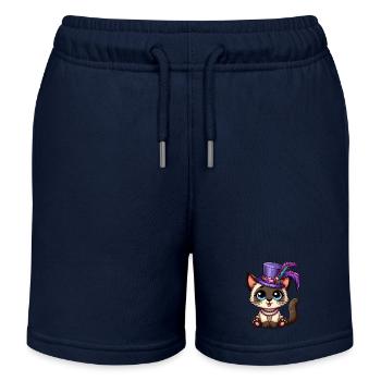 Süße Siamkatze Mardi Gras Comic - Kinder Organic Joggingshorts Mini Bolter von Stanley/Stella - Navy - Vorne