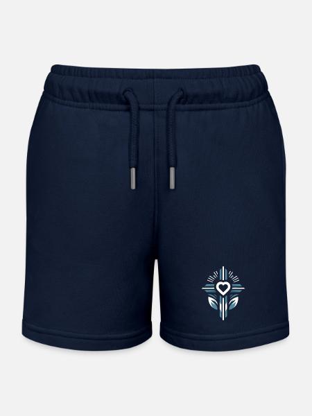 Croix avec coeur - Short de jogging enfant bio Stanley/Stella - bleu marine