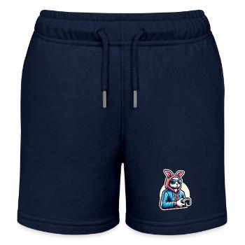 Coole Gamer Hase mit Controller im Hoodie - Kinder Organic Joggingshorts Mini Bolter von Stanley/Stella - Navy - Vorne