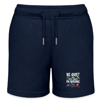 Be Quiet and Keep Going - I'm Birding - Kids Organic Sweat Shorts by Stanley/Stella - navy - Front