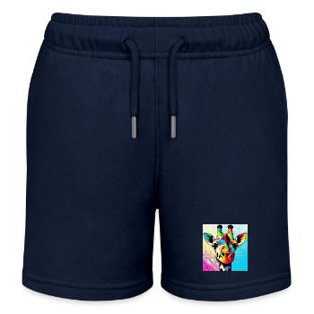 Giraffe Pop Art - Kids Organic Sweat Shorts by Stanley/Stella - navy - Front