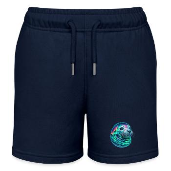 Aurora Borealis Siegel - Kinder Organic Joggingshorts Mini Bolter von Stanley/Stella - Navy - Vorne