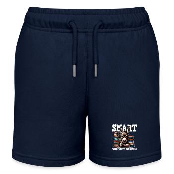 Gelehrter Esel und Stapel Bücher - Kinder Organic Joggingshorts Mini Bolter von Stanley/Stella - Navy - Vorne
