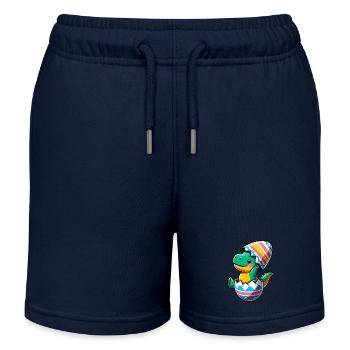 T-Rex Dino als Osterei, Tollpatschiger Eierschalen - Kinder Organic Joggingshorts Mini Bolter von Stanley/Stella - Navy - Vorne