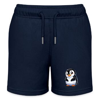 pingouin de dessin animé timide mignon - Short de jogging enfant bio Stanley/Stella - bleu marine - Devant