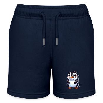 mignon pingouin dessin animé sourire rire joie - Short de jogging enfant bio Stanley/Stella - bleu marine - Devant