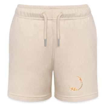 Couronne de fleurs de pêcher dans un ton pêche doux et velouté - Short de jogging enfant bio Stanley/Stella - écru doux - Devant