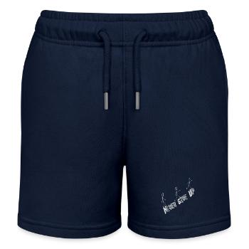 Never give up, Spruch Lauf weiter Strichmännchen  - Kinder Organic Joggingshorts Mini Bolter von Stanley/Stella - Navy - Vorne